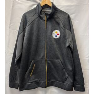 Mens NFL Pittsburgh Steelers Full Zip Jacket Size XL Gray Football Athletics